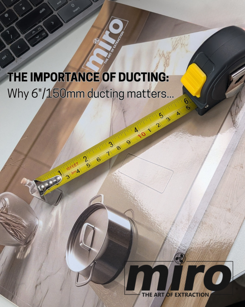 An image showing an opened tape measure at 6" / 150mm - the essential diameter ducting required for optimum performance.